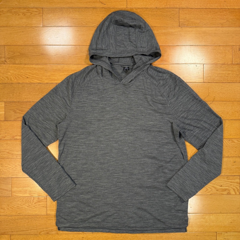 Icebreaker Merino Wool Cool-Lite Hoodie Mens XL Gray Pullover Base Layer